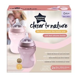 Tommee Tippee Closer to Nature Silicone Baby Bottle Anti-Colic Nipple 0m+ Slow